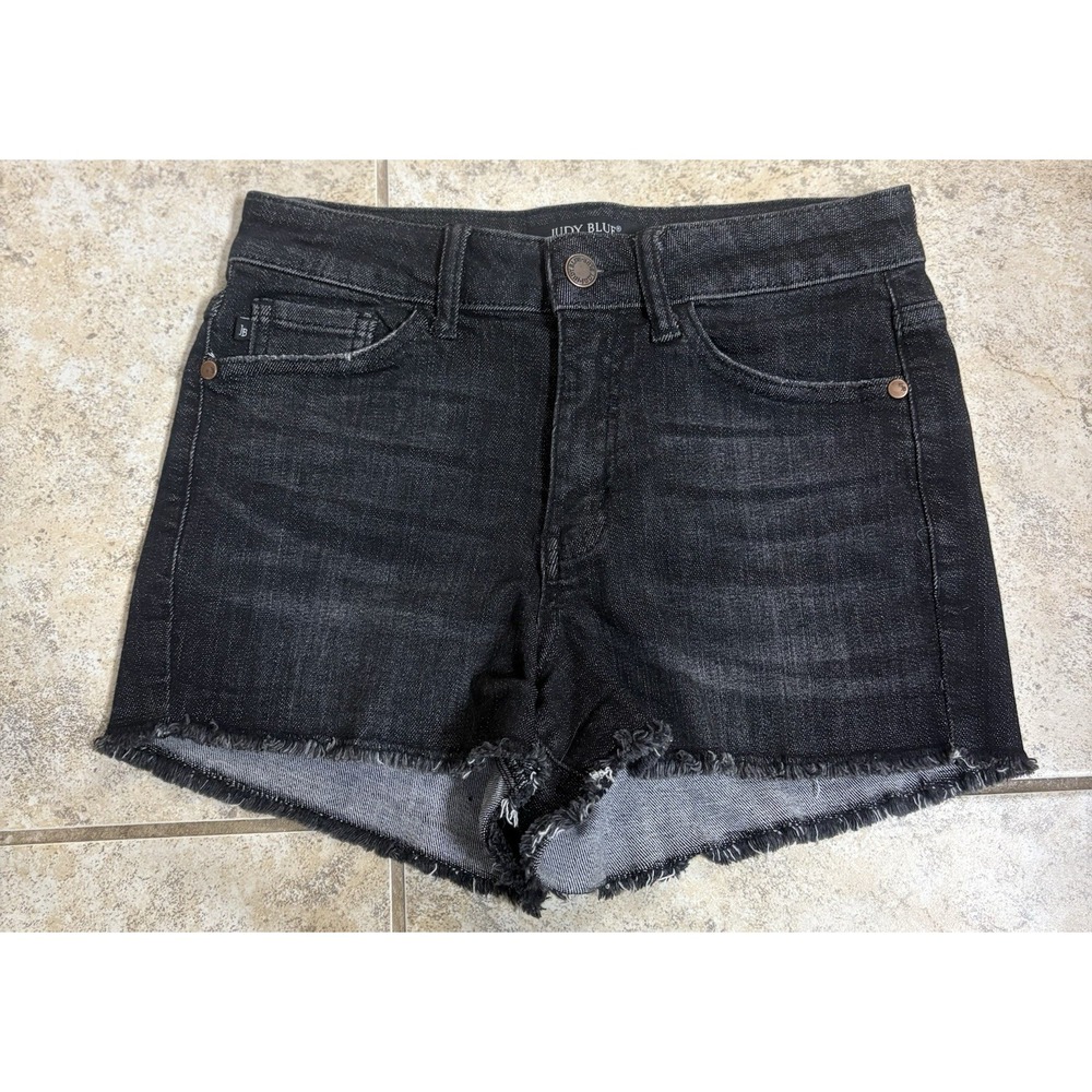 Judy Blue JB1594 Black Raw Hem Denim Cut Off Shorts Women's Size Small (S)